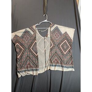 Silvergate Women's Short Sleeve Size Medium Poncho-STyle MultiColor